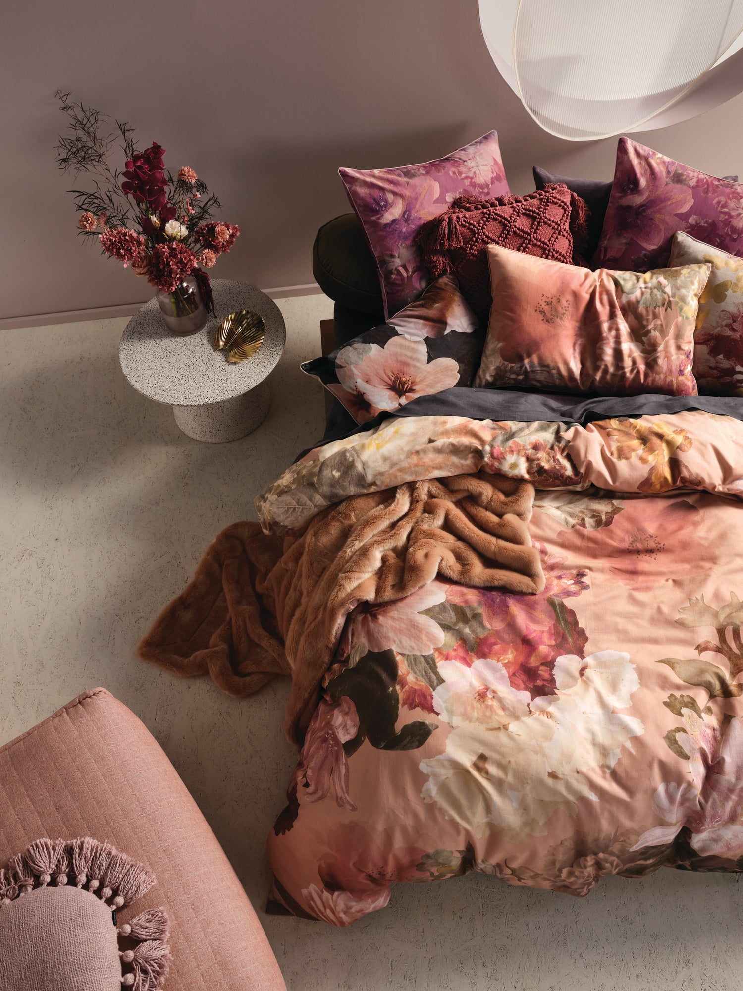 Floriane Terracotta Cotton Quilt Cover