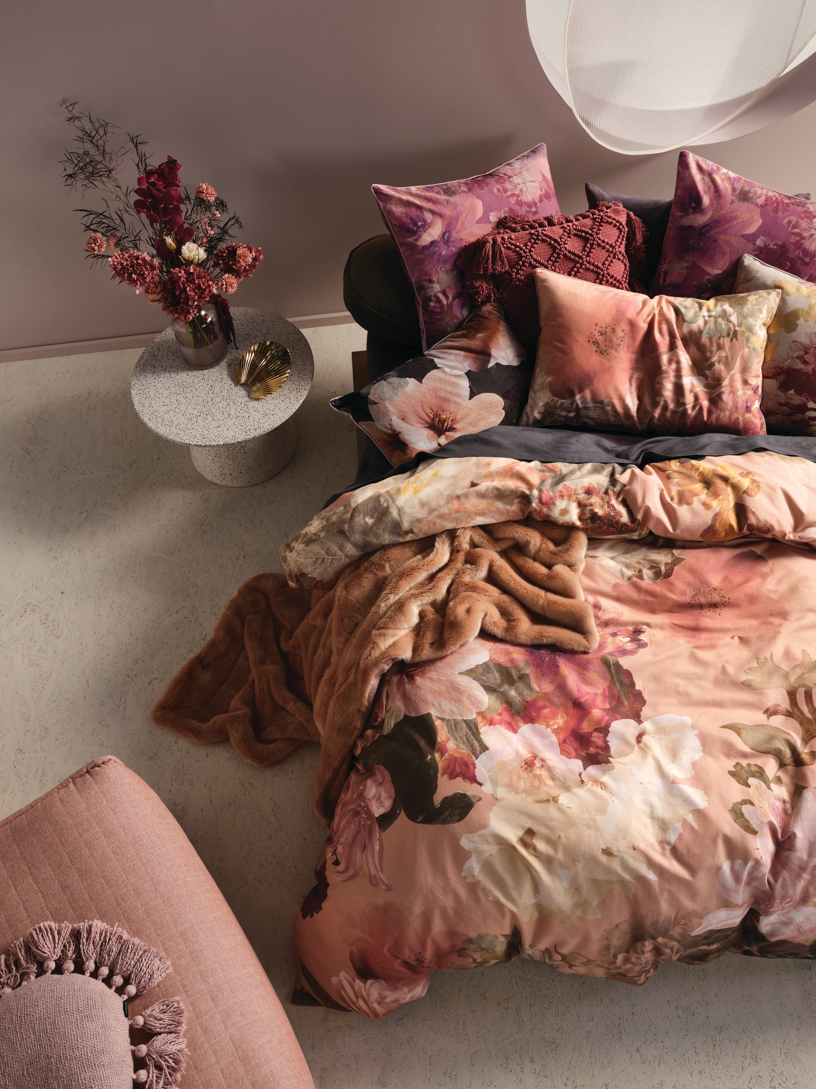 Floriane Terracotta Cotton Quilt Cover
