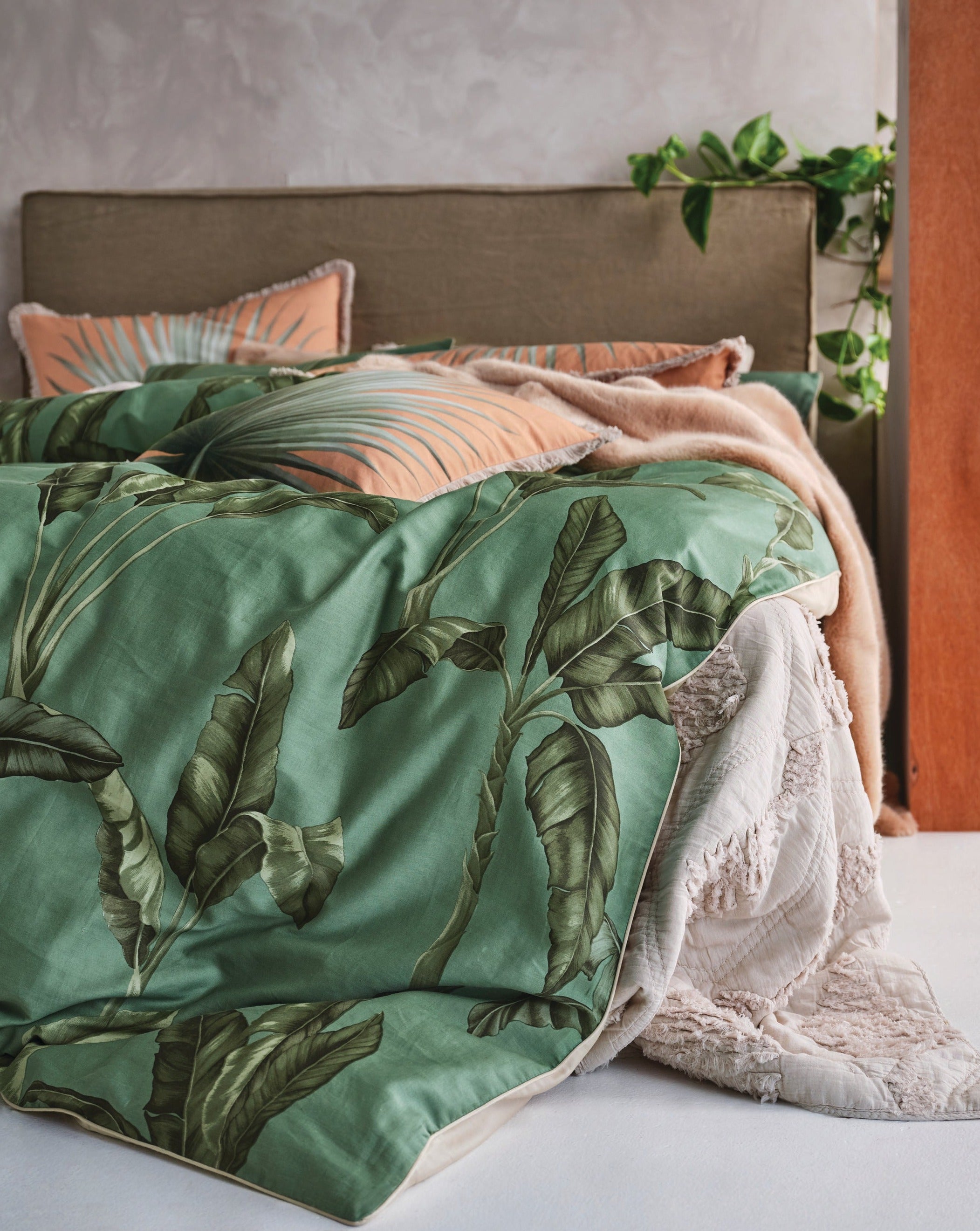 Livia Green Cotton Quilt Cover