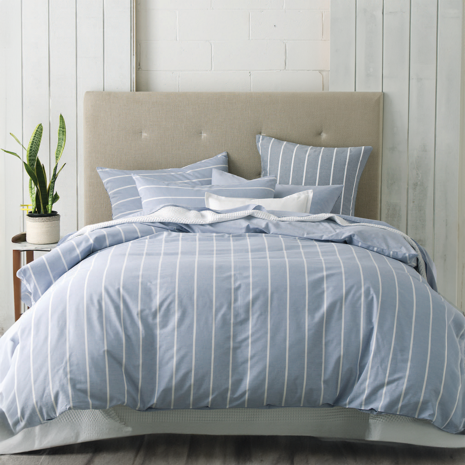 Darius Blue Cotton Quilt Cover Set