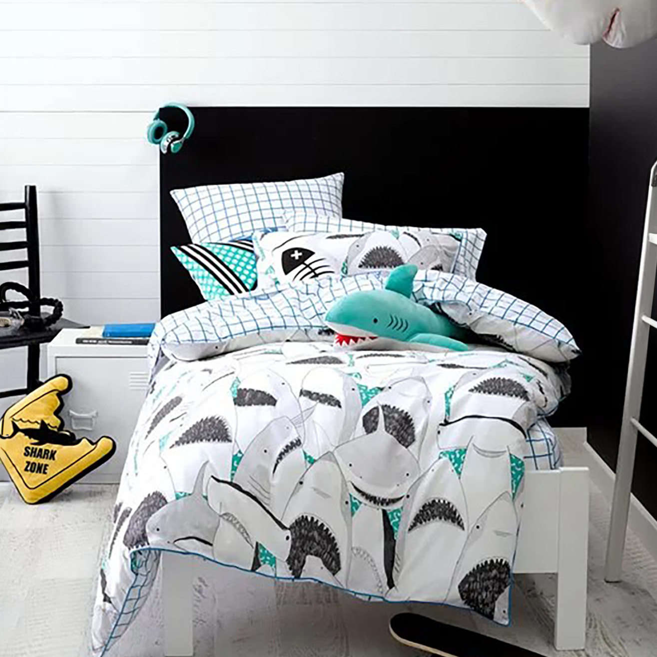 Fin Turquoise Cotton Quilt Cover