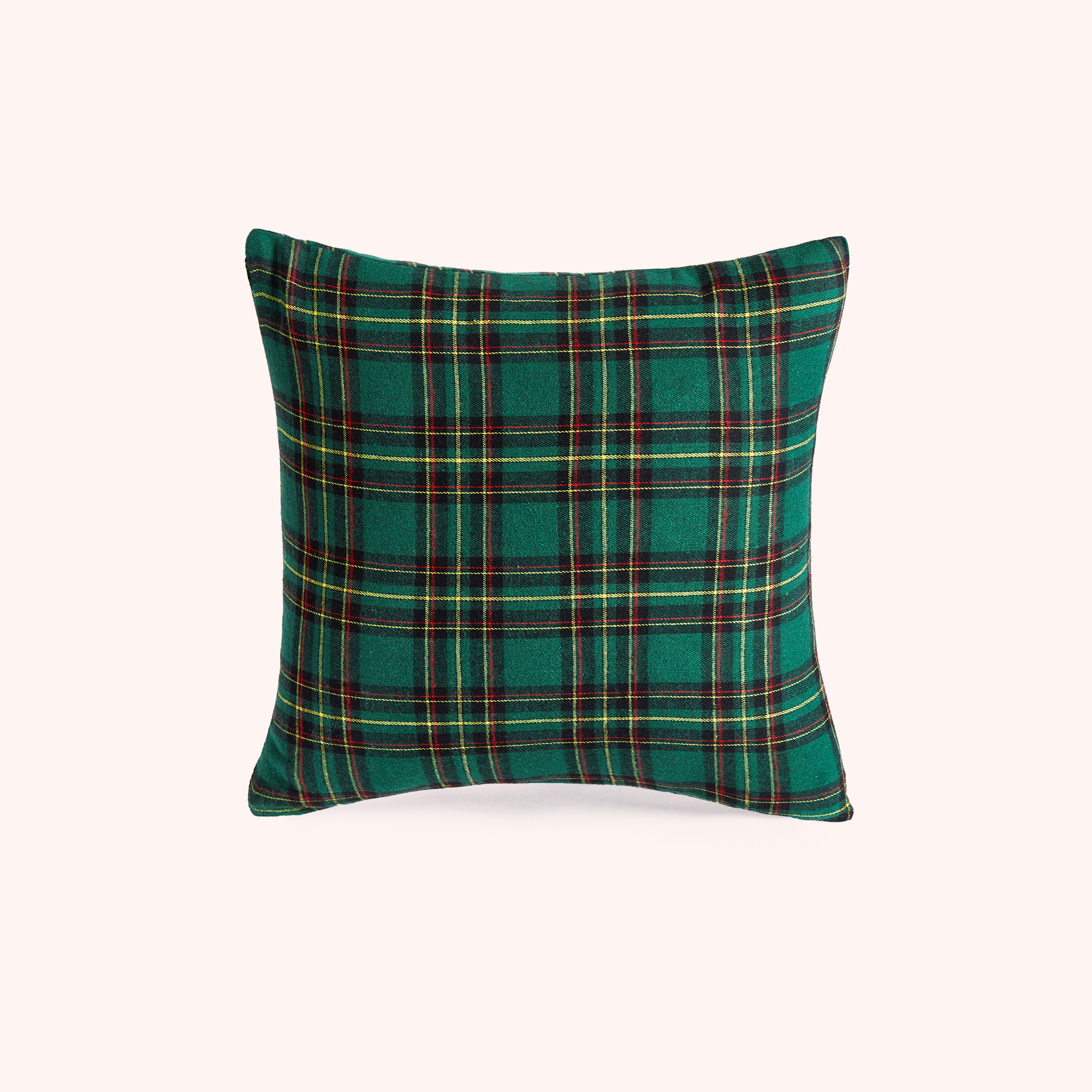 Green Plaided Cushion - Square