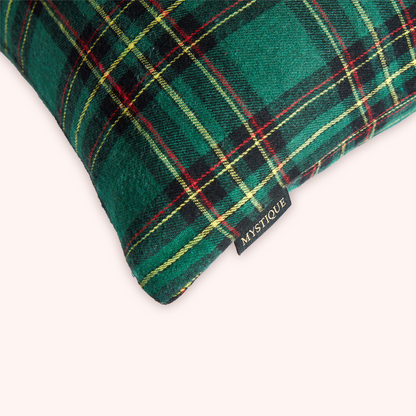 Green Plaided Cushion - Square