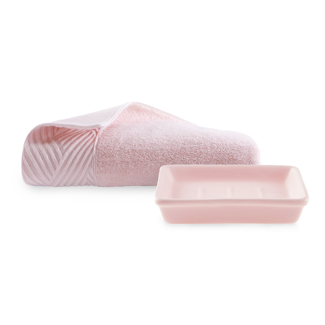 Marino Soap Dish + Everyday Towel in Blush