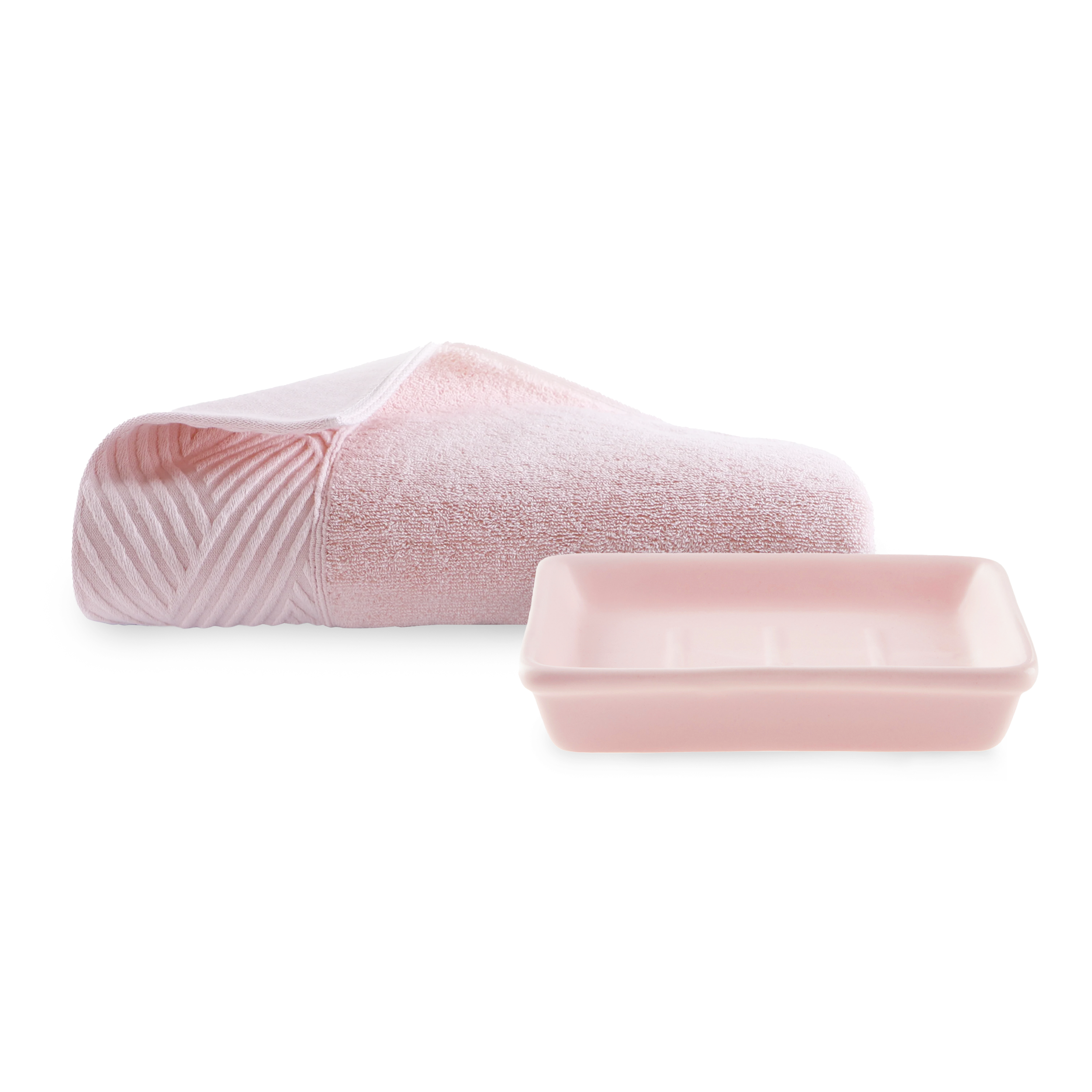 Marino Soap Dish + Everyday Towel in Blush